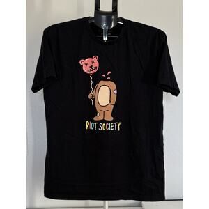 RIOT SOCIETY Men’s - Bear Balloon Head Black Short Sleeve T-Shirt - Size L